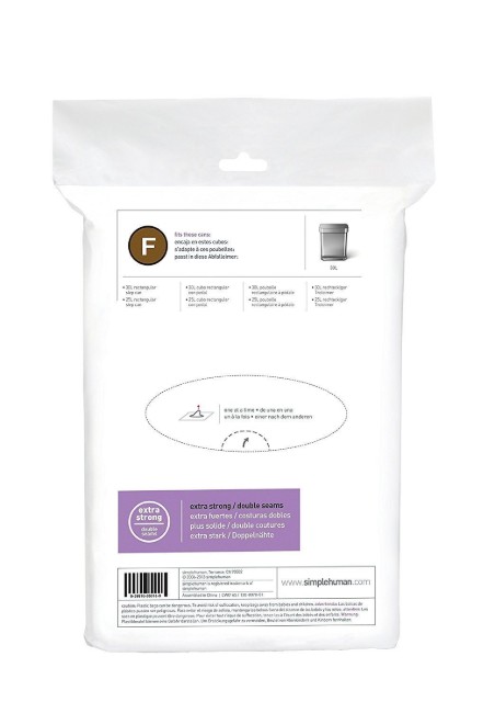 Торби за боклук, код F, 25 L / 20 бр., пластмасови - simplehuman