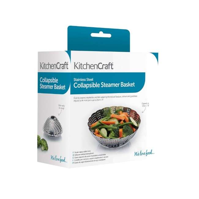 Регулируема кошница за готвене на пара, 23 см, неръждаема стомана - Kitchen Craft