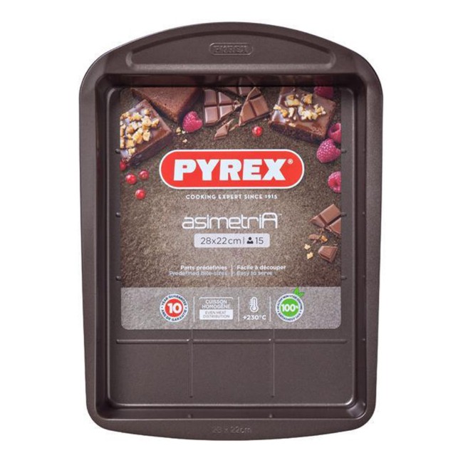 Тава за печене, 28 x 22 см, "ASIMETRIA", въглеродна стомана - Pyrex
