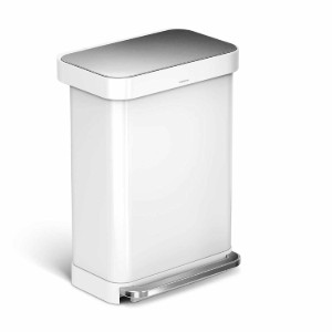 Кош за боклук с педал 55 л неръждаема стомана, бял - simplehuman