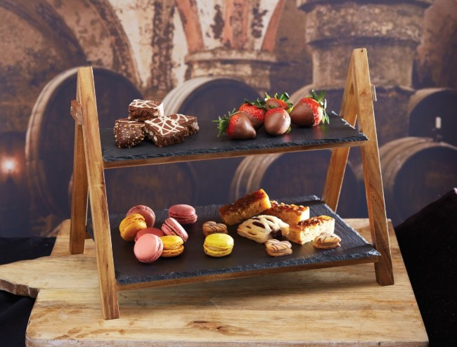 Тава за сервиране на храна 2 нива, 40 х 30 см, шисти - от Artesa