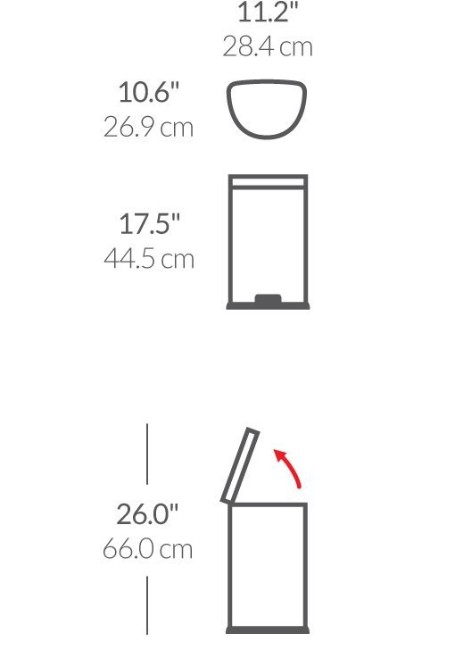 Кошче за боклук с педал, полукръгло, 10л, неръждаема стомана - simplehuman