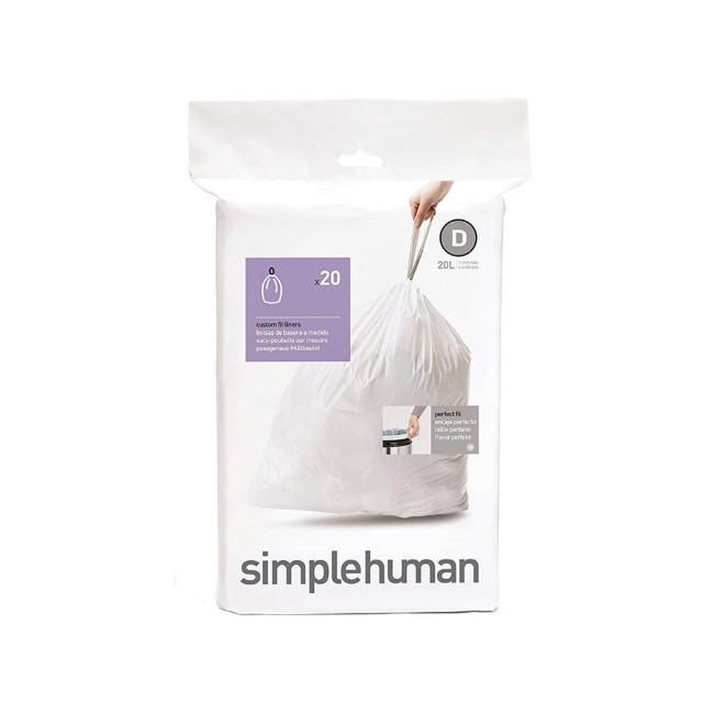 Торби за боклук, код D, 20 L / 20 бр., пластмасови - simplehuman