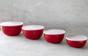 Купи за приготвяне 4 части, пластмасови, с капак, Empire Red - KitchenAid