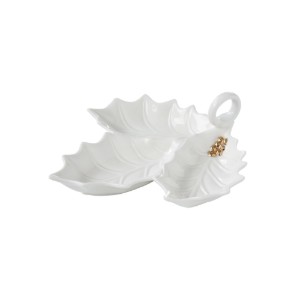 Порцелан плато за сервиране на мезета, 22х20 см, "HOLLY&BERRIES WHITE" - Nuova R2S