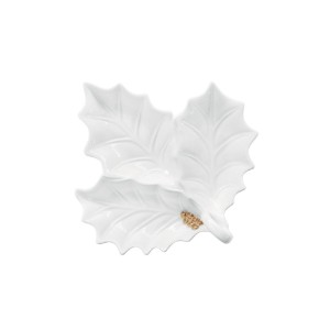 Порцелан плато за сервиране на мезета, 22х20 см, "HOLLY&BERRIES WHITE" - Nuova R2S