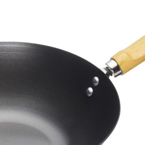 Уок тиган с дървена дръжка, 30 см, въглеродна стомана - от марката Kitchen Craft