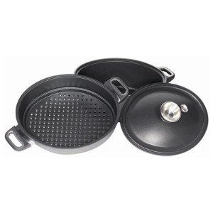 Комплект за готвене на пара от 3 части, алуминий, 33 x 26 см/6 L, овален - AMT Gastroguss