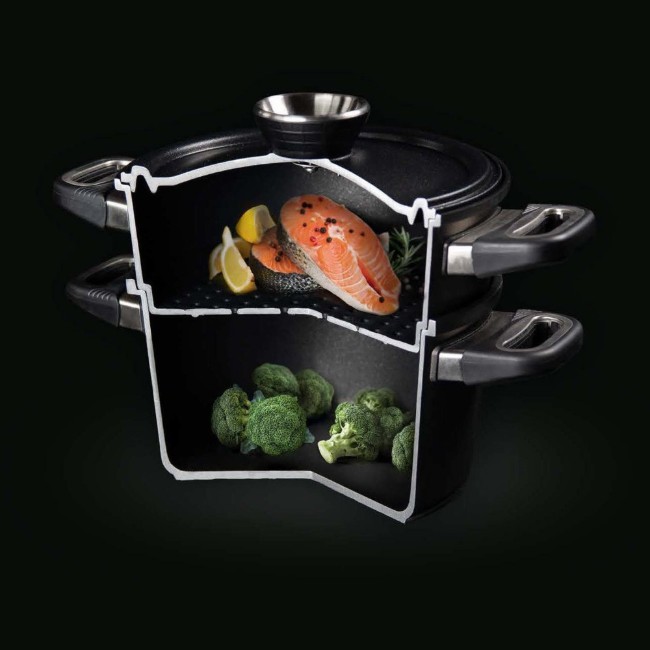 Комплект за готвене на пара от 3 части, алуминий, 33 x 26 см/6 L, овален - AMT Gastroguss