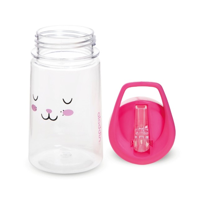 Бутилка за вода "Zoo Flip & Sip" 430 мл, пластмаса, шарка на заек - Aladdin