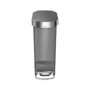 Тънък кош за боклук, с педал, 40 L, пластмаса, сив - simplehuman