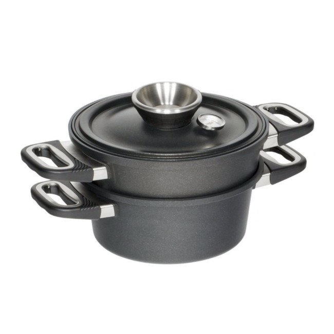Комплект за готвене на пара от 3 части, алуминий, 33 x 26 см/6 L, овален - AMT Gastroguss