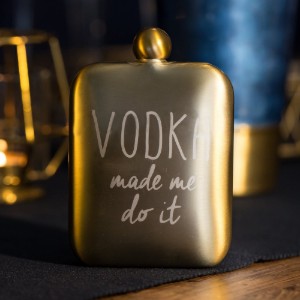 Бутилка с надпис „Vodka made me do it“, 175 ml, неръждаема стомана - BarCraft