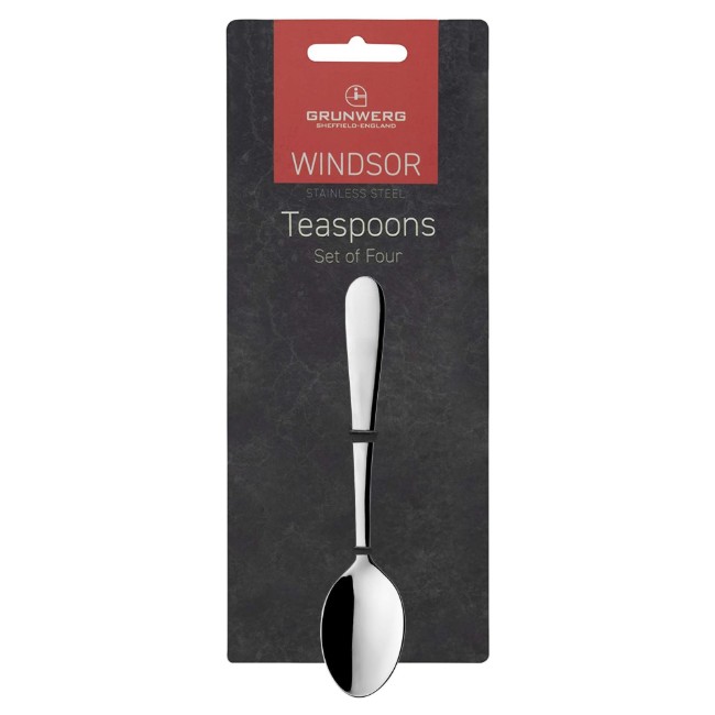 Комплект от 4 чаени лъжички "Windsor" за чай, неръждаема стомана - Grunwerg
