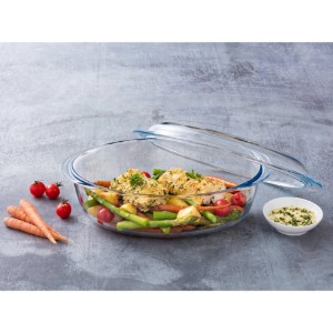 Овален съд с капак, изработен от термоустойчиво стъкло, 3.1 L + 1 L, "Slow Cook" - Pyrex