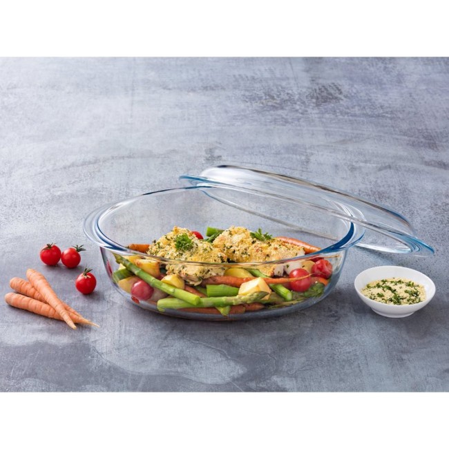 Овален съд с капак, изработен от термоустойчиво стъкло, 3.1 L + 1 L, "Slow Cook" - Pyrex