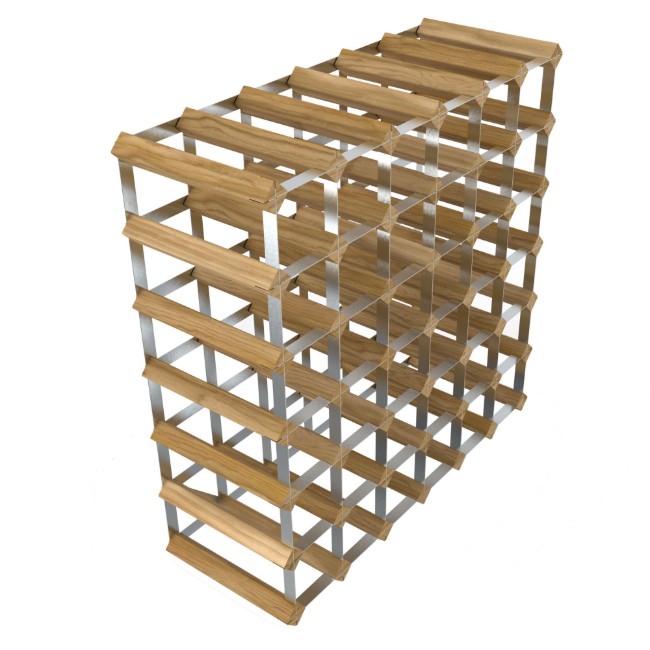 Стелаж за 42 бутилки вино, борова дървесина, цвят "Light Oak" - RTA