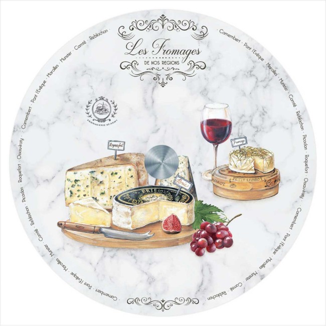 Въртящ поднос "Les Fromages", изработен от стъкло, 32 см - Нуова R2S