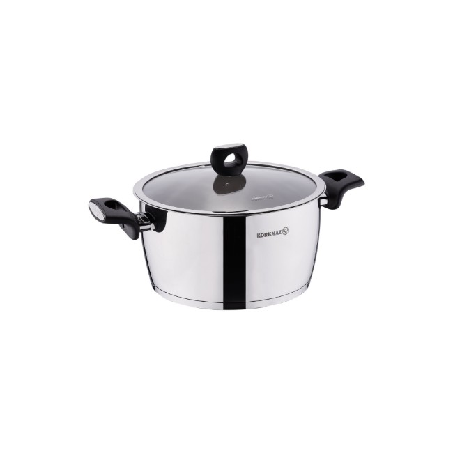 Тенджера от неръждаема стомана, с капак, 16 см / 2 л, "Нора" - Коркмаз