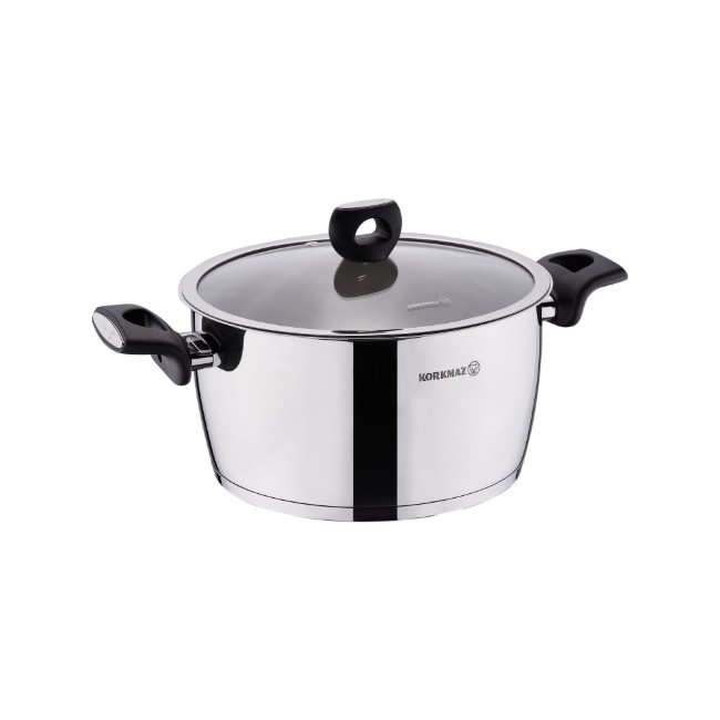 Тенджера от неръждаема стомана, с капак, 20 см / 3,5 л, "Нора" - Коркмаз