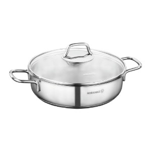 Тиган, неръждаема стомана, с капак, 26см / 3.6L, "Perla" - Кorkmaz