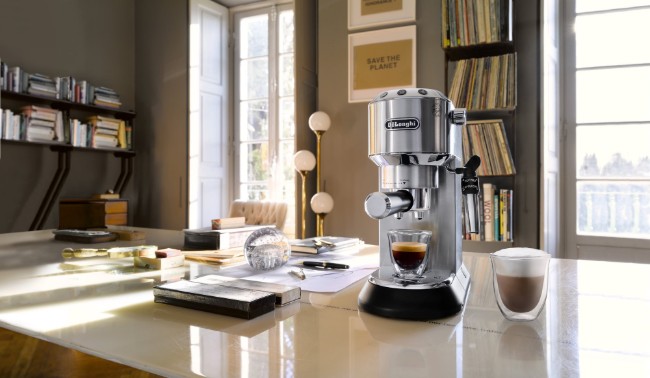 Ръчна еспресо машина, 1300W, "Dedica", сребърен цвят - De'Longhi