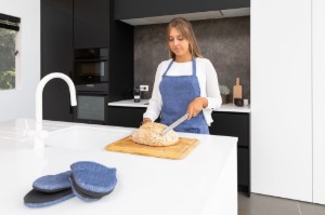 Комплект 2 ръкавици за фурна, 14 х 18 см, "Stella", тъмно сини - Tiseco