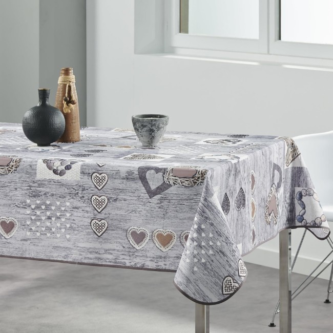 Правоъгълна покривка "Gray - Hearts", 148x300 см - Prodeco
