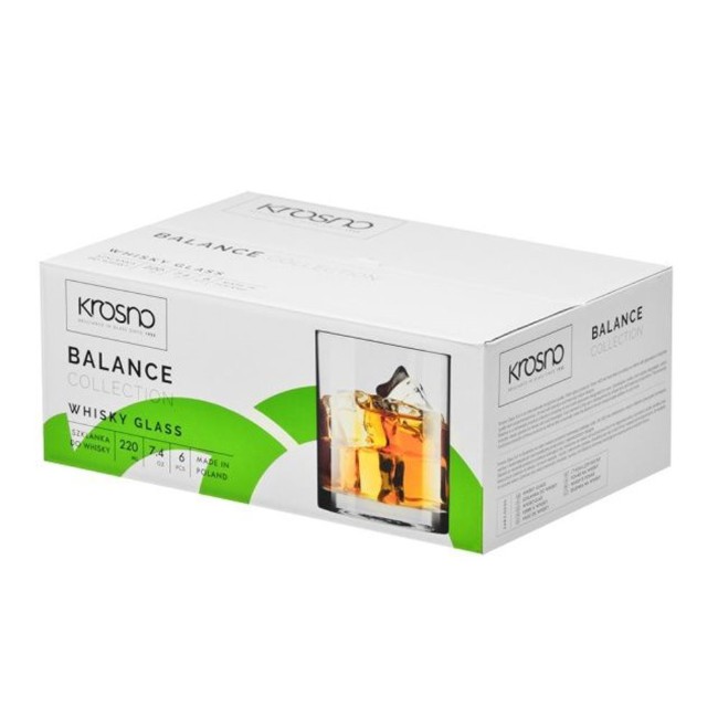 Комплект от 6 чаши за уиски, 220 мл, "Balance" - Krosno