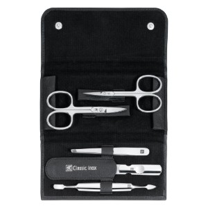 Комплект за маникюр от 5 части, черен кожен портфейл - Zwilling Classic Inox