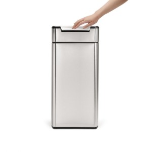 Тънък кош за боклук, с горен педал, 30 л, неръждаема стомана - simplehuman