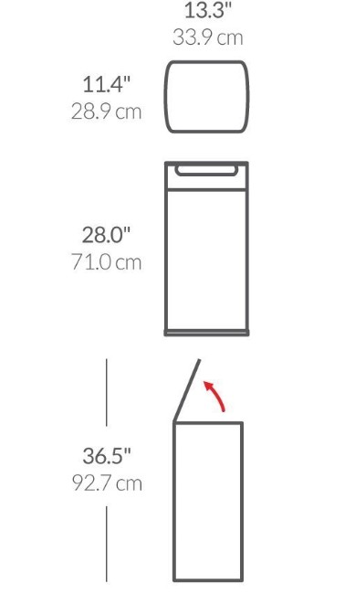 Тънък кош за боклук, с горен педал, 30 л, неръждаема стомана - simplehuman