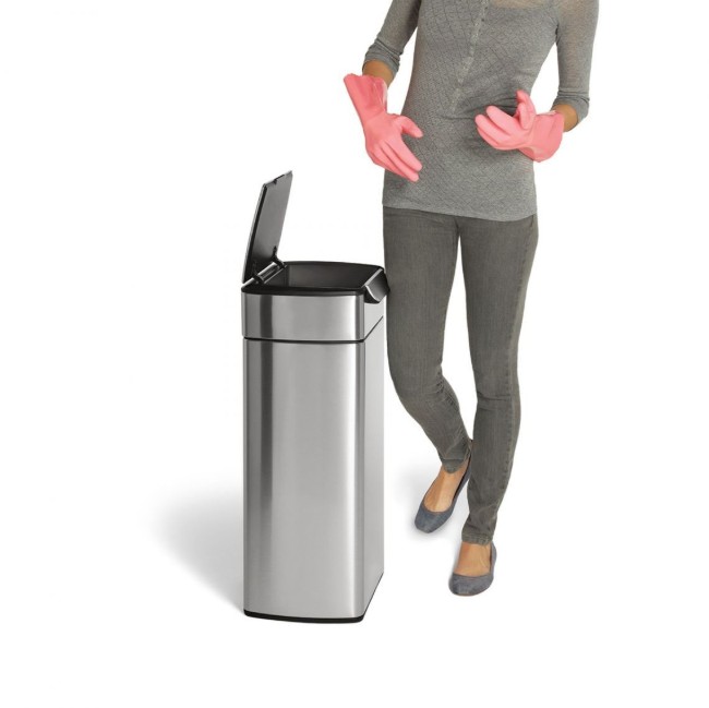 Тънък кош за боклук, с горен педал, 40 л, неръждаема стомана - simplehuman