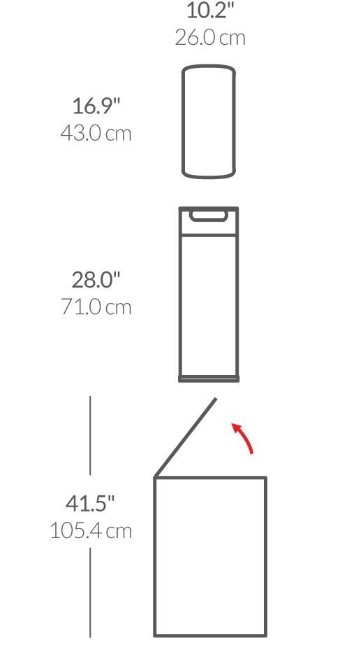 Тънък кош за боклук, с горен педал, 40 л, неръждаема стомана - simplehuman