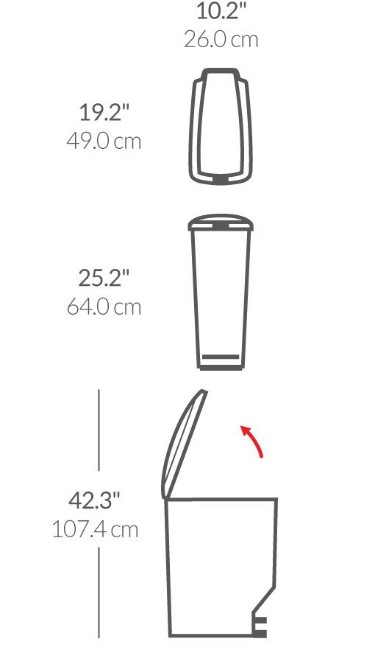 Кошче за боклук с педал, 40 л, пластмаса - марка "simplehuman"