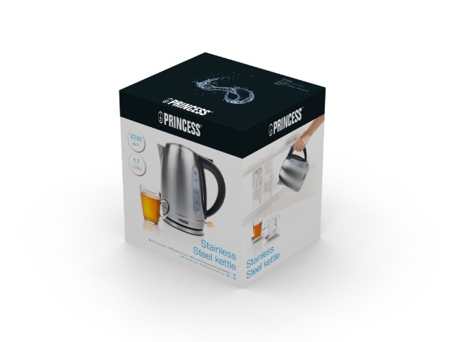 Електрическа кана, 1.7 L, 2200 W, неръждаема стомана - Princess