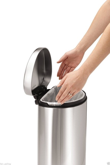 Кошче за боклук с педал, полукръгло, 10л, неръждаема стомана - simplehuman