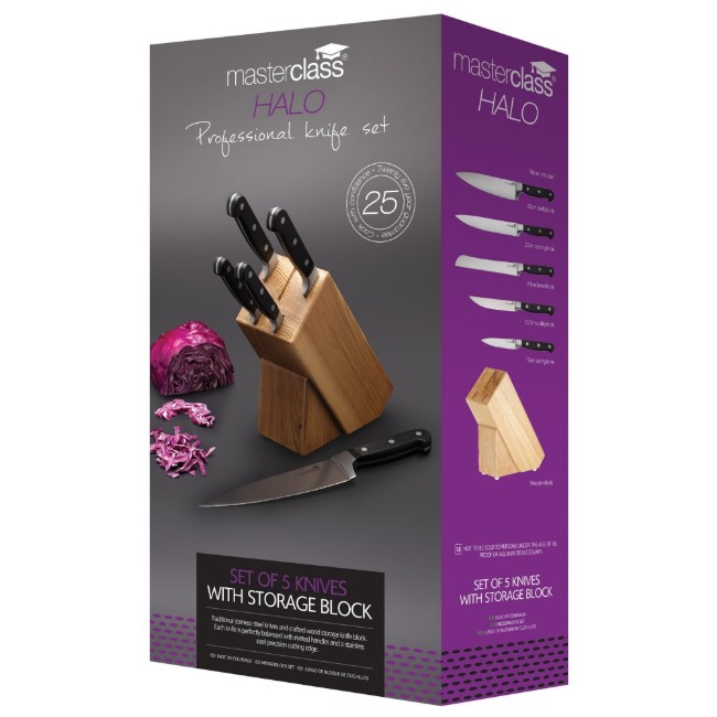 Комплект от 6 ножа, с дървен държач - MasterClass
