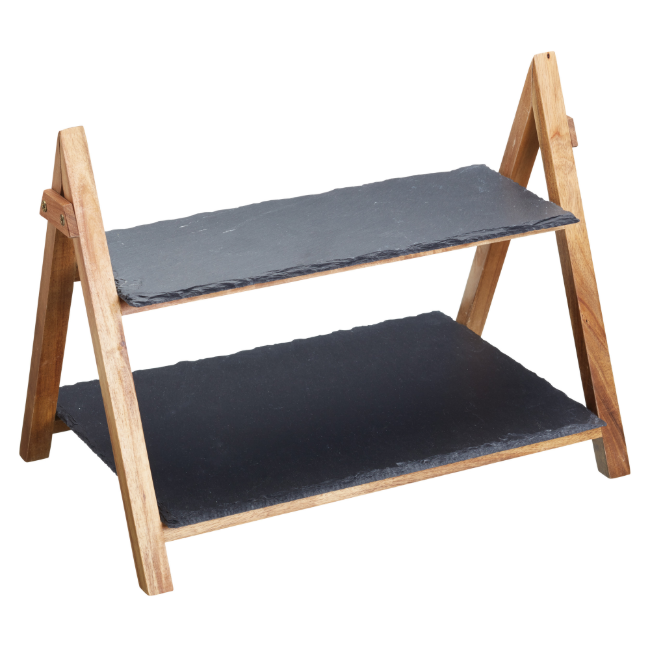 Тава за сервиране на храна 2 нива, 40 х 30 см, шисти - от Artesa