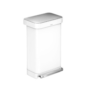 Кошче за боклук, правоъгълно, с педал 45 L, бяло - simplehuman