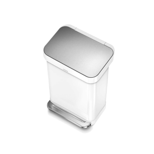 Кошче за боклук, правоъгълно, с педал 45 L, бяло - simplehuman