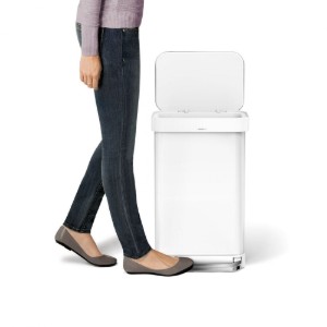Кошче за боклук, правоъгълно, с педал 45 L, бяло - simplehuman