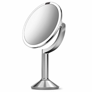 Огледало за грим със сензор, 23 см, Матирана неръждаема стомана - simplehuman