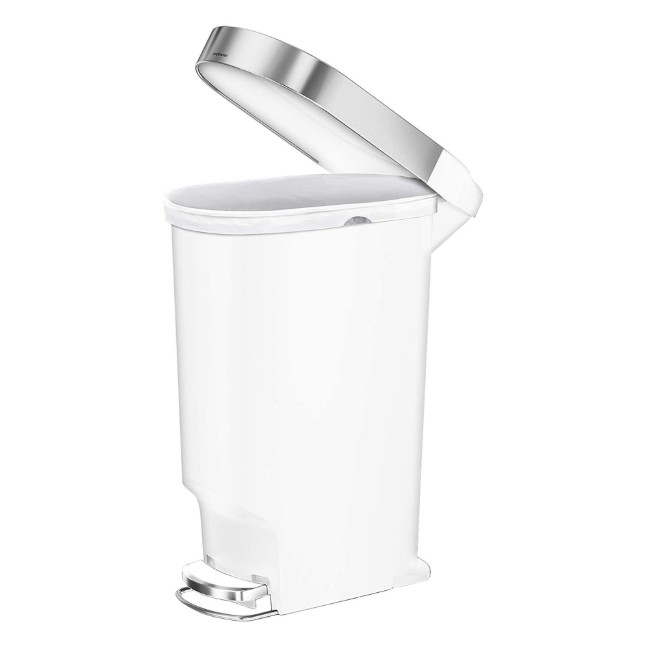 Кош за отпадъци ''Slim'', с педал, 40 л, пластмаса, White - simplehuman