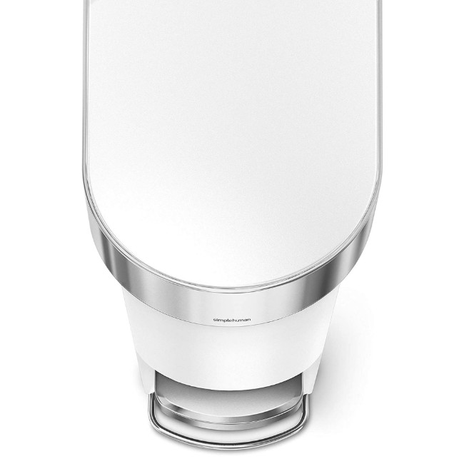 Кош за отпадъци ''Slim'', с педал, 40 л, пластмаса, White - simplehuman