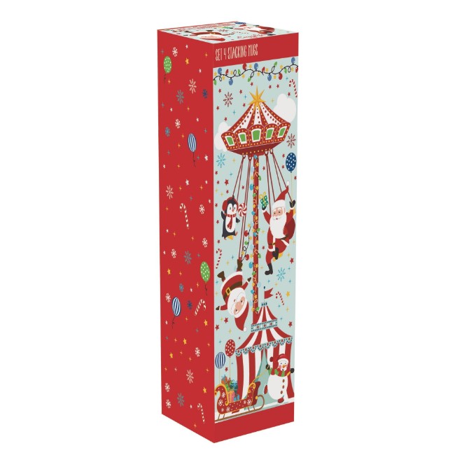 Комплект от 4 порцеланови чаши, 275 мл, "SANTA'S CAROUSEL" - Марка Nuova R2S