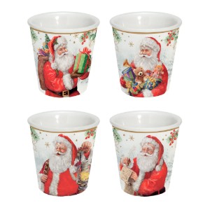 Комплект 4 чаши за кафе, порцелан, 100 мл, "SANTA IS COMING" - марка Nuova R2S