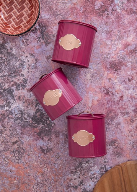 Комплект от 3 съда за чай, кафе и захар, 1L, Burgundy - Kitchen Craft