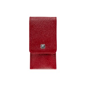 Сатениран комплект от неръждаема стомана от 3 части, джобен калъф от червена кожа - Zwilling TWINOX