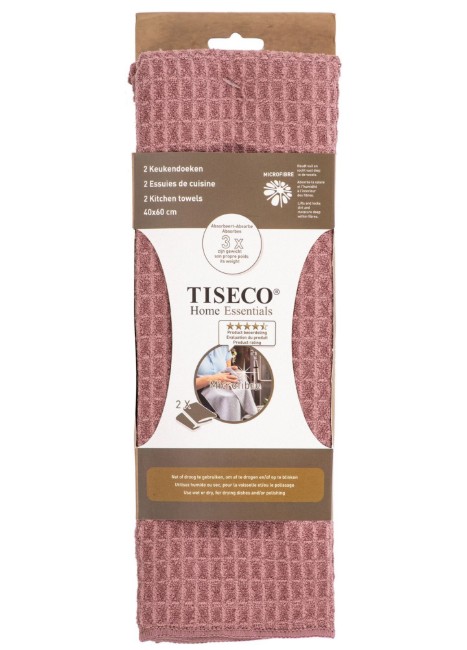 Комплект 2 кухненски кърпи, микрофибър, 40 × 60 см, "Essential", Mauve - Tiseco